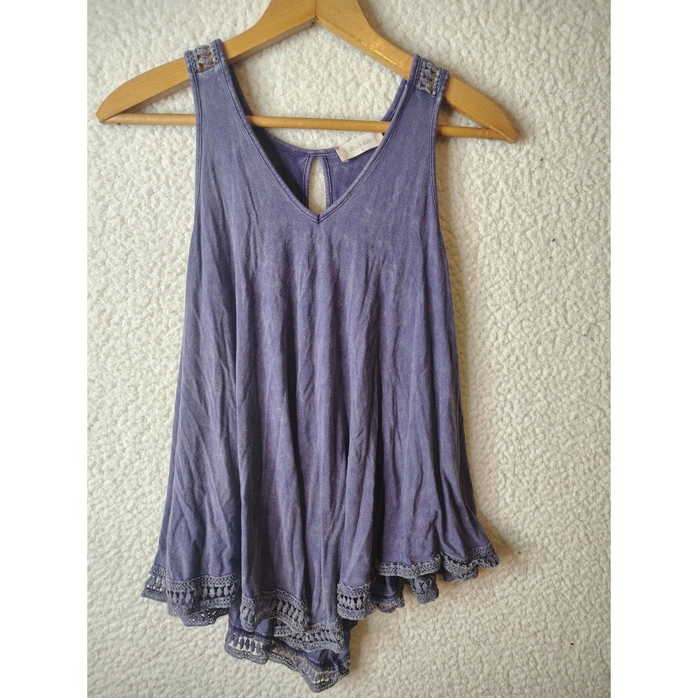 Altar'd State Purple Mineral Wash Crochet Lace Trim Swing Tank Top Small